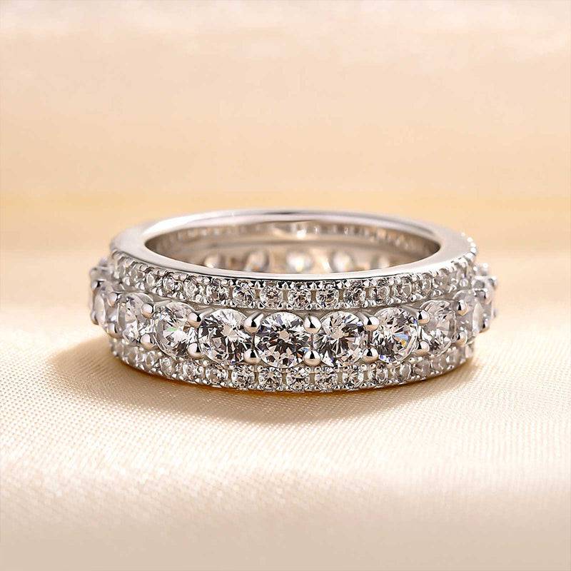 Eclet Jewels Brilliant 1.5 Ct Round Cut Diamond Rings for Her - Silver 14k White Gold over Ring - Full Eternity Diamond Rings for Women's - Forever Diamond Ring for Women's - Bridal Rings for Women's